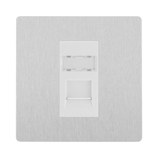 BG Evolve Brushed Steel RJ45 Cat6 Data Outlet PCDBSRJ4516W