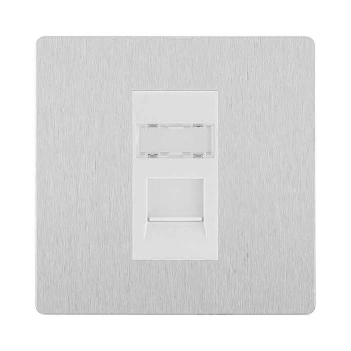 BG Evolve Brushed Steel RJ45 Cat6 Data Outlet PCDBSRJ4516W
