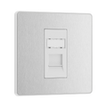 Front view of BG Evolve Brushed Steel RJ45 Cat5E Data Outlet