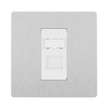 Angled view of BG Evolve Brushed Steel RJ45 Cat5E Data Outlet
