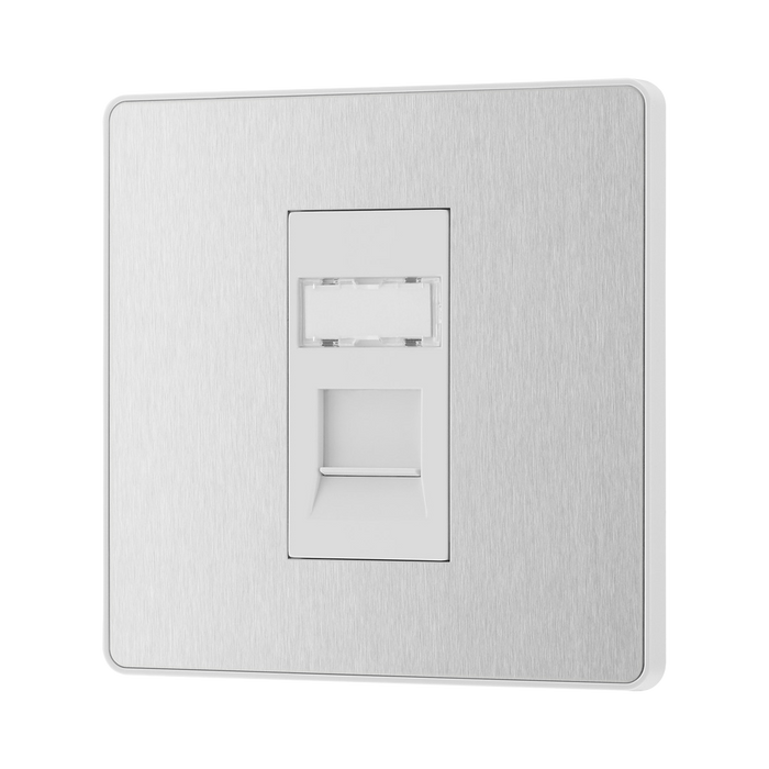 Side view of BG Evolve Brushed Steel RJ45 Cat5E Data Outlet