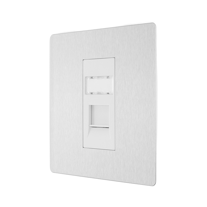 Rear view of BG Evolve Brushed Steel RJ45 Cat5E Data Outlet