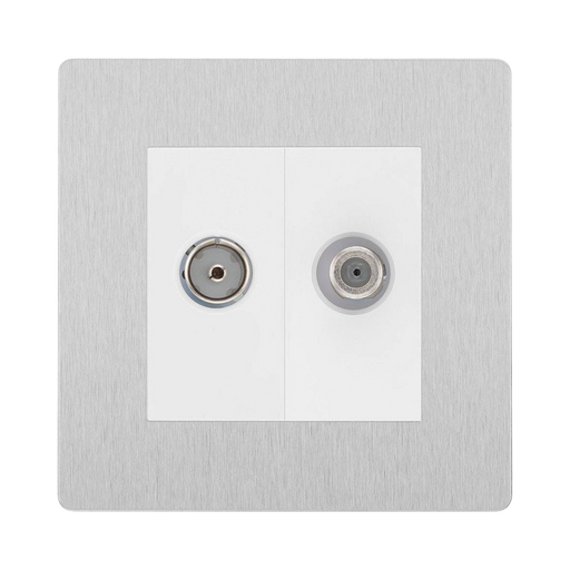 BG Evolve Brushed Steel TV & Satellite Socket PCDBSTVSATW