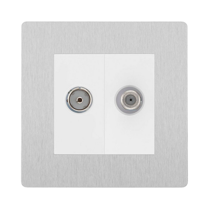 BG Evolve Brushed Steel TV & Satellite Socket PCDBSTVSATW