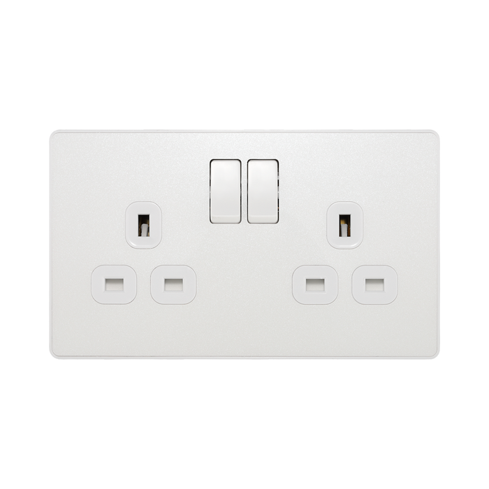 BG Evolve Pearl White 13A Double Socket PCDCL22W