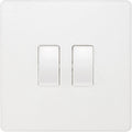 Front view of BG Evolve Pearl White 2W & Intermediate Light Switch PCDCL2WINTW