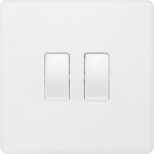 Front view of BG Evolve Pearl White 2W & Intermediate Light Switch PCDCL2WINTW