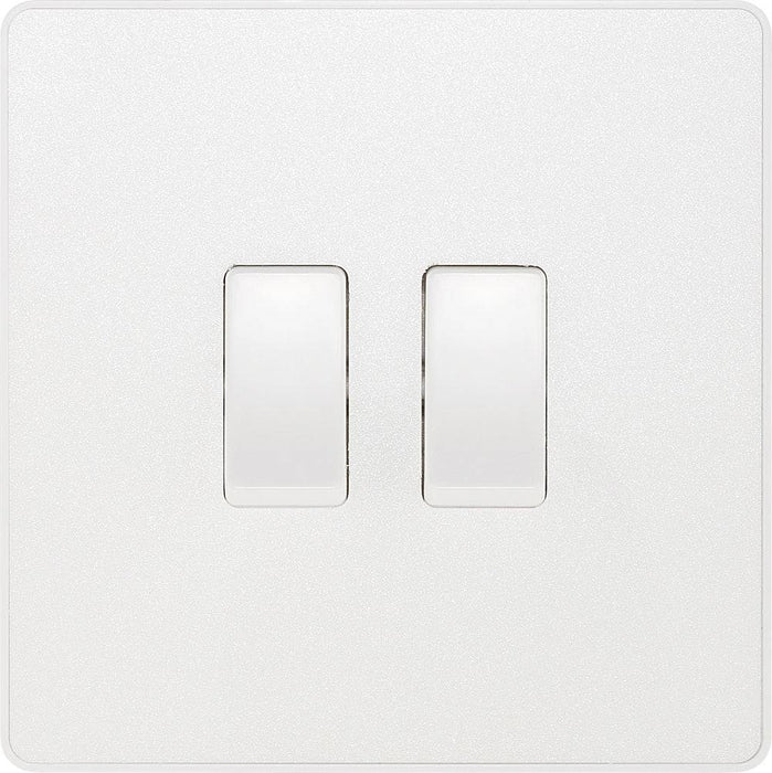 Front view of BG Evolve Pearl White 2W & Intermediate Light Switch PCDCL2WINTW
