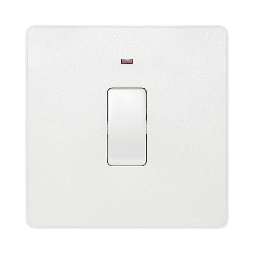 BG Evolve Pearl White 20A Double Pole Switch with LED PCDCL31W