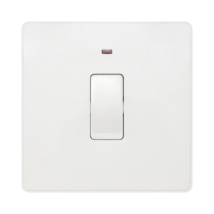 BG Evolve Pearl White 20A Double Pole Switch with LED PCDCL31W