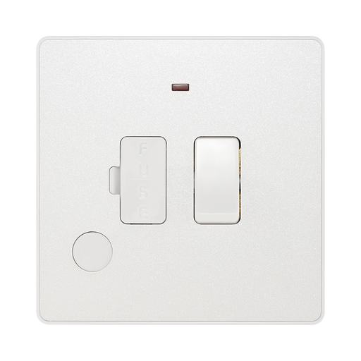 BG Evolve Pearl White 13A Switched Spur with LED and Flex Outlet PCDCL52W