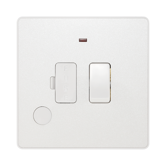 BG Evolve Pearl White 13A Switched Spur with LED and Flex Outlet PCDCL52W