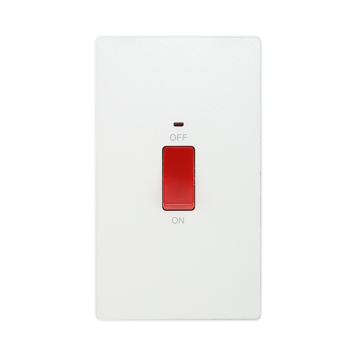 BG Evolve Pearl White 45A double pole switch with LED PCDCL72W