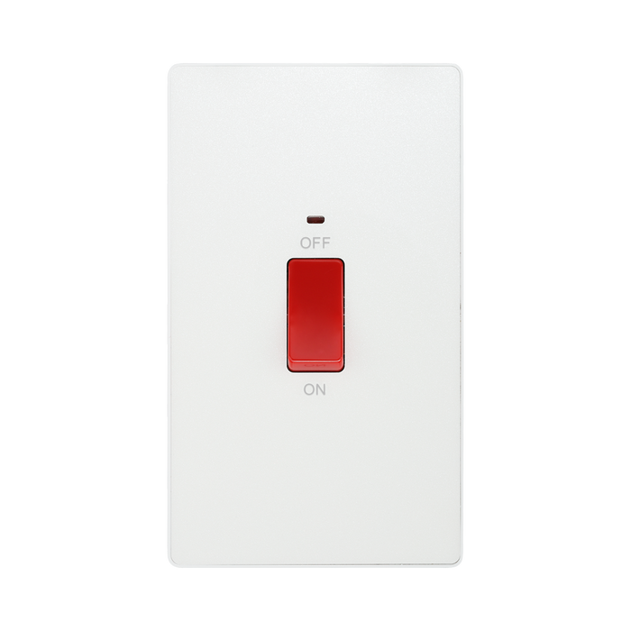 BG Evolve Pearl White 45A double pole switch with LED PCDCL72W