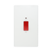 BG Evolve Pearl White 45A double pole switch with LED PCDCL72W