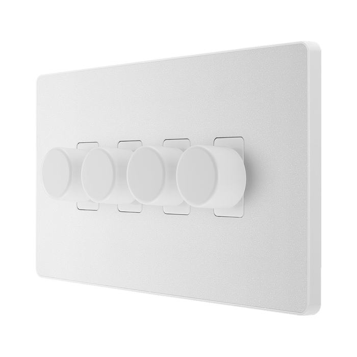 BG Evolve Pearl White 4G Dimmer Switch PCDCL84W – angled view