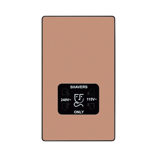 BG Evolve Polished Copper Dual Voltage Shaver Socket PCDCP20B – straight-on front view