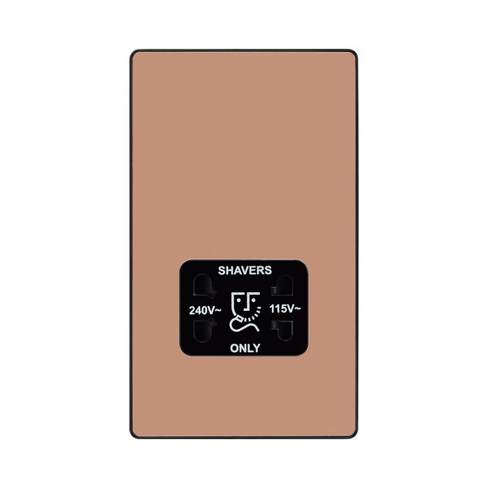 BG Evolve Polished Copper Dual Voltage Shaver Socket PCDCP20B – straight-on front view