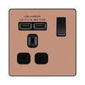 BG Evolve Polished Copper 13A Single USB Socket PCDCP21U2B