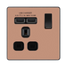BG Evolve Polished Copper 13A Single USB Socket PCDCP21U2B
