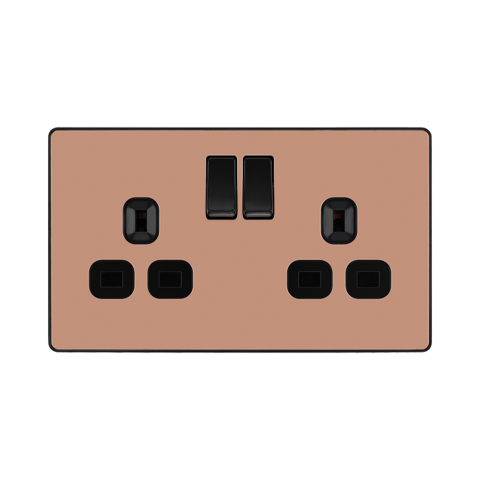 BG Evolve Polished Copper 13A Double Socket PCDCP22B