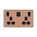 BG Evolve Polished Copper 13A Double USB Socket with 22W A+C Ports PCDCP22UAC22B