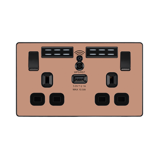 BG Evolve Polished Copper Wi-Fi Extender with 13A Double USB Socket PCDCP22UWRB