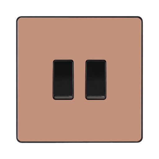 BG Evolve Polished Copper 2W & Intermediate Light Switch PCDCP2WINTB
