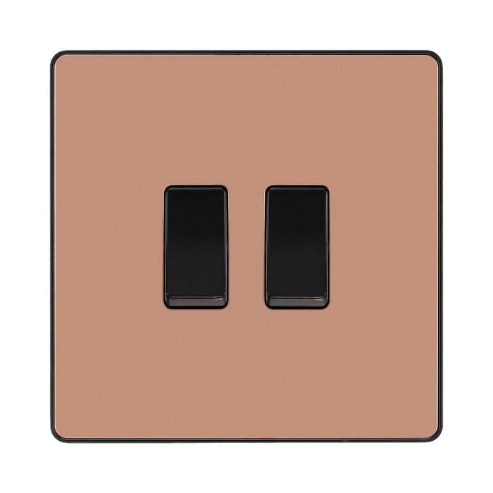 BG Evolve Polished Copper 2W & Intermediate Light Switch PCDCP2WINTB