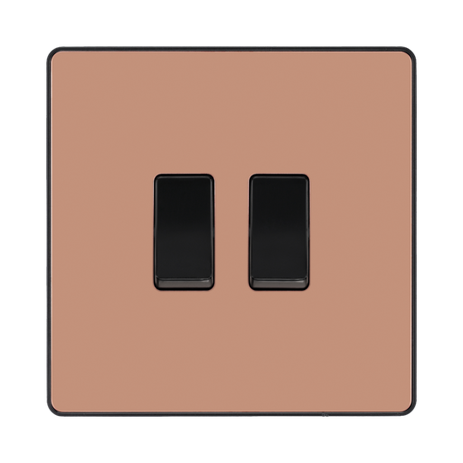 BG Evolve Polished Copper 2G 2 Way Light Switch PCDCP42B