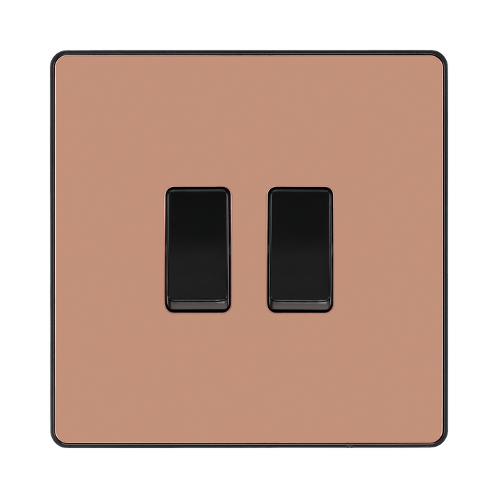 BG Evolve Polished Copper 2G 2 Way Light Switch PCDCP42B