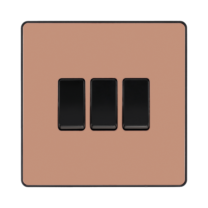 BG Evolve Polished Copper 3G 2 Way Light Switch PCDCP43B