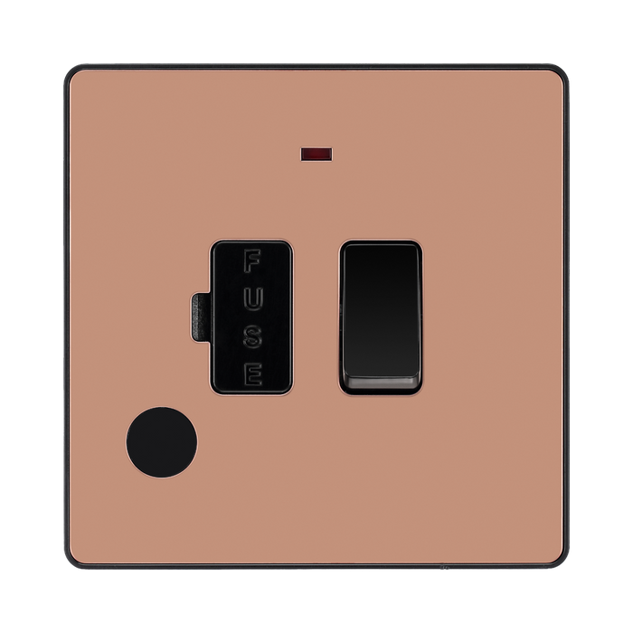 BG Evolve Polished Copper 13A Switched Spur with Neon and Flex Outlet PCDCP52B