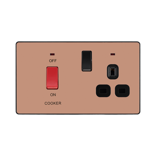 BG Evolve Polished Copper 45A Cooker Control Unit with Double Pole Switch and LED PCDCP70B