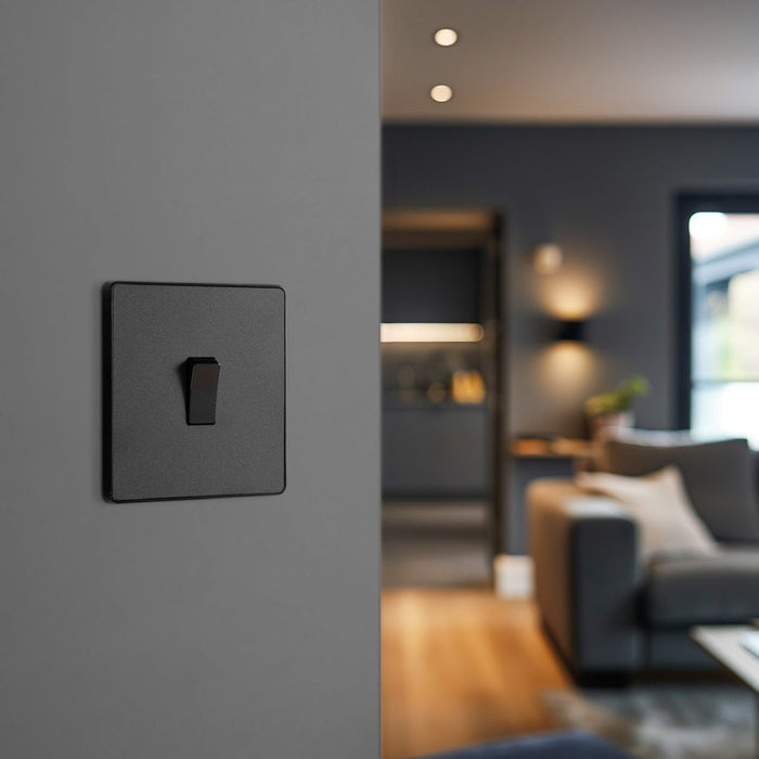 BG Evolve Matt Black Intermediate Light Switch PCDMB13B - view 6