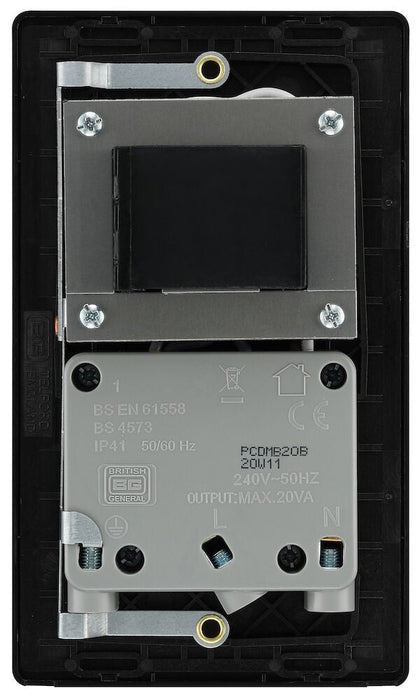 BG Evolve Matt Black Dual Voltage Shaver Socket PCDMB20B - view 4