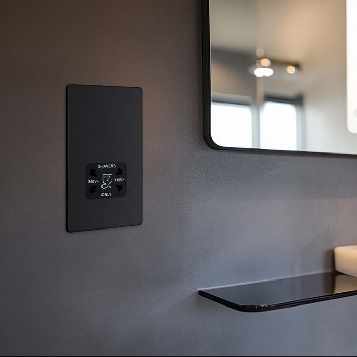 BG Evolve Matt Black Dual Voltage Shaver Socket PCDMB20B - view 5
