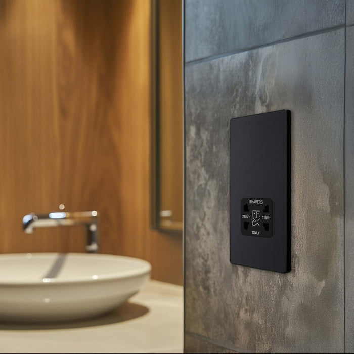 BG Evolve Matt Black Dual Voltage Shaver Socket PCDMB20B - view 6