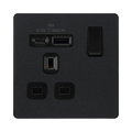 BG Evolve Matt Black 13A A+C USB Socket PCDMB21UAC18B