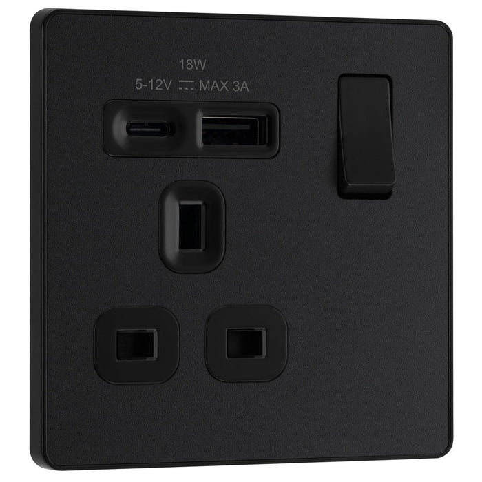 BG Evolve Matt Black 13A A+C USB Socket PCDMB21UAC18B - view 2