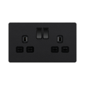 BG Evolve Matt Black 13A Double Socket PCDMB22B