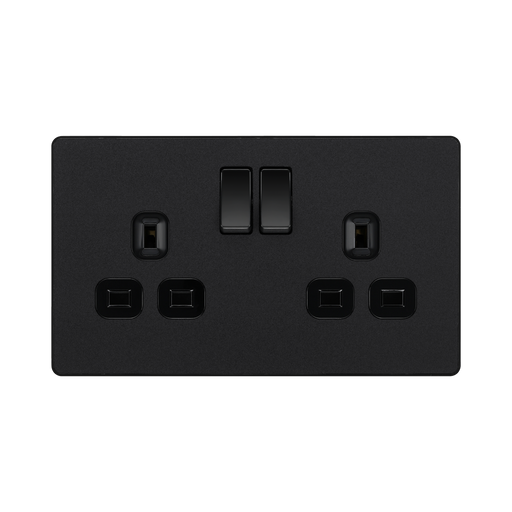BG Evolve Matt Black 13A Double Socket PCDMB22B