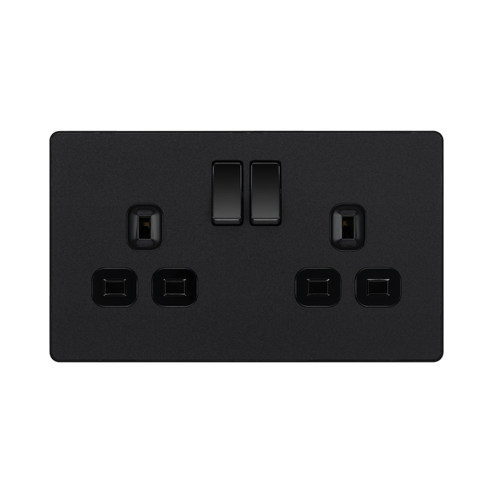 BG Evolve Matt Black 13A Double Socket PCDMB22B