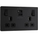 BG Evolve Matt Black 13A Double USB Socket with 22W A+C Ports PCDMB22UAC22B - view 2
