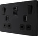 BG Evolve Matt Black 13A Double USB Socket with 22W A+C Ports PCDMB22UAC22B - view 3
