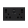BG Evolve Matt Black 13A Double USB Socket with 45W A+C Ports PCDMB22UAC45B