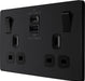 BG Evolve Matt Black 13A Double USB Socket with 45W A+C Ports PCDMB22UAC45B - view 3