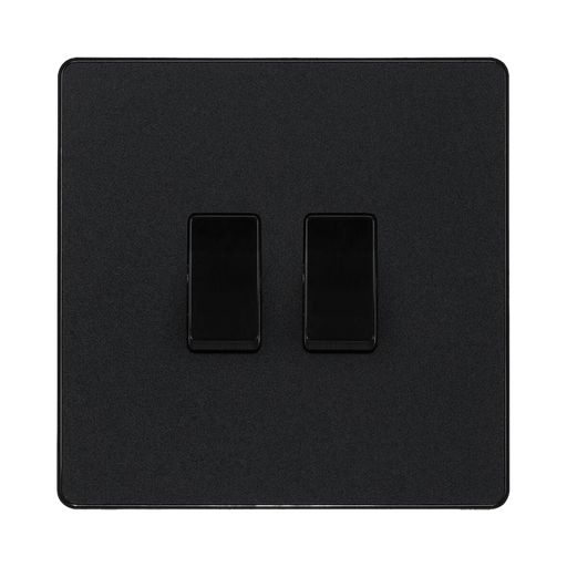 BG Evolve Matt Black 2G Intermediate Light Switch PCDMB2GINTB