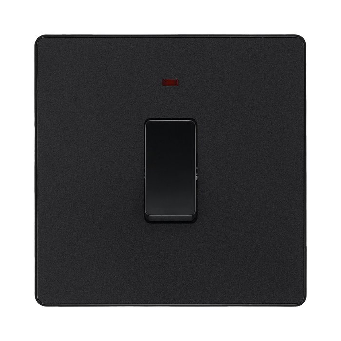 BG Evolve Matt Black 20A Double Pole Switch with LED PCDMB31B