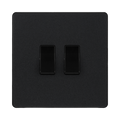 BG Evolve Matt Black 2G 2W Light Switch PCDMB42B